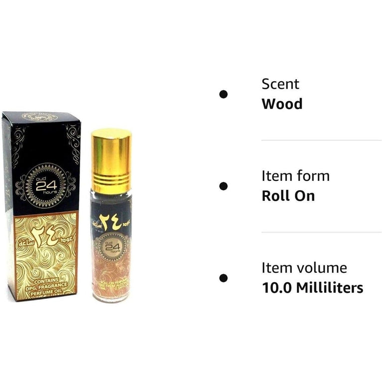 Oud 24 Hours 10ml Roll On Attar Oil Perfume Fragrance with Glossy Box