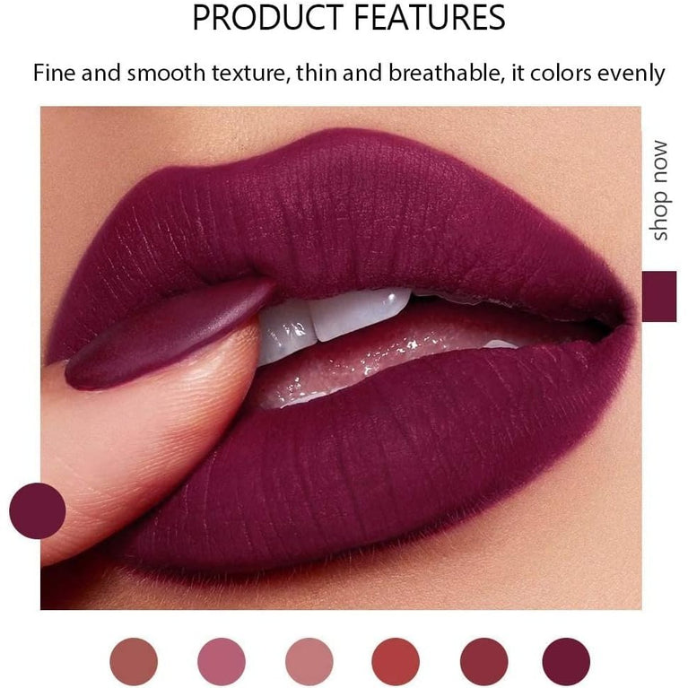 Vibrant Matte Lipstick Kit: Waterproof, Long-Lasting Velvet Finish in 6 Stunning Shades with Bonus Gift Box