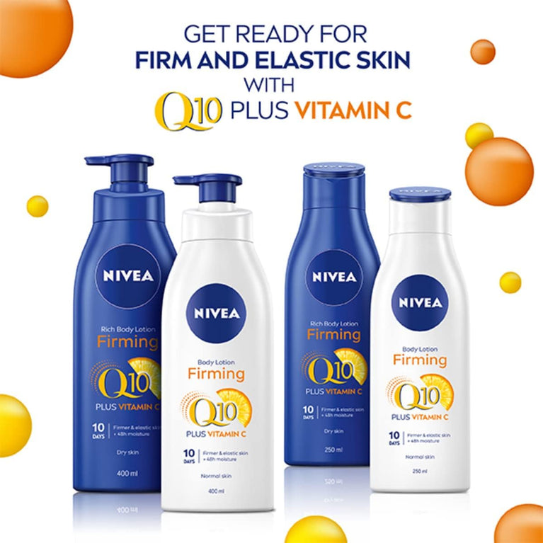 NIVEA Q10 Firming Rich Body Lotion with Vitamin C for Dry Skin