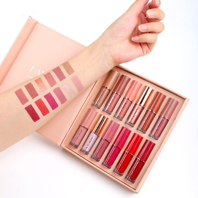 Vibrant Velvet Liquid Lipstick Set, 12 Colors, Waterproof and Long Lasting, Non-Stick, Fade-Resistant, Perfect Makeup Gift for Women - Ideal for Valentine's Day, Mother's Day, Christmas, and Anniversaries