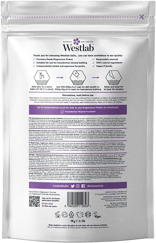Restorative Magnesium Bath Flakes with 100% Natural Mineral Salts - 1kg