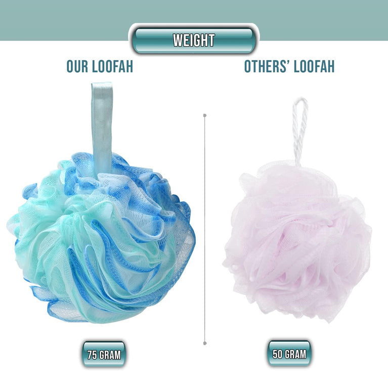 Valby Loofah Exfoliating Bath Sponge Set - Pack of 4 Oceanic Shower Scrubbers