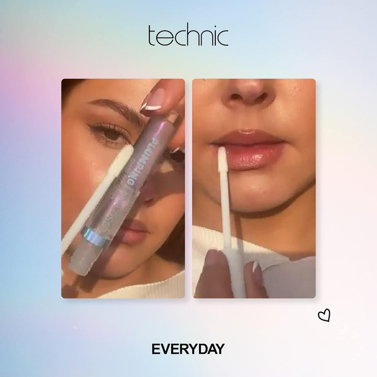 Instant Fullness and Shine Lip Gloss - Technic Plumping Lip Gloss - Hydrating, Clear, Volumizing Formula for Natural, Luscious Lips
