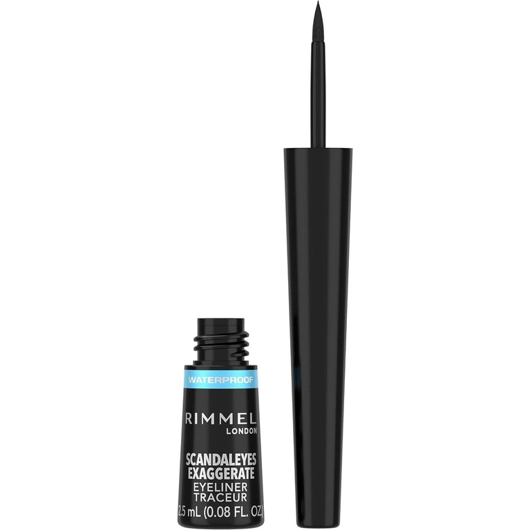 RIMMEL LONDON Scandal'eyes Dramatic Liquid Eyeliner - Waterproof & Smudge-proof - Intense Pigmentation & Matte Finish - 001 Black - 2.5ml