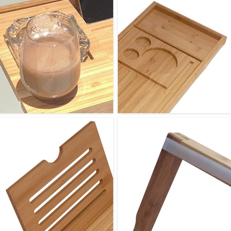 Luxury Bamboo Bath Tub Tray Organizer with Tablet and Phone Slots