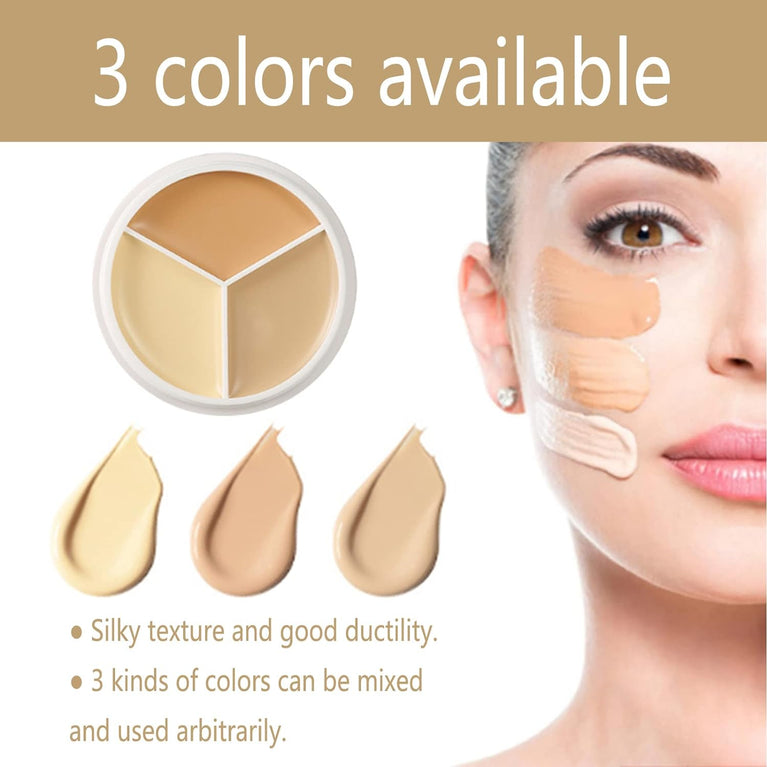 Portable Full-Coverage 3-in-1 Cream Concealer & Contour Palette for Perfect Complexion