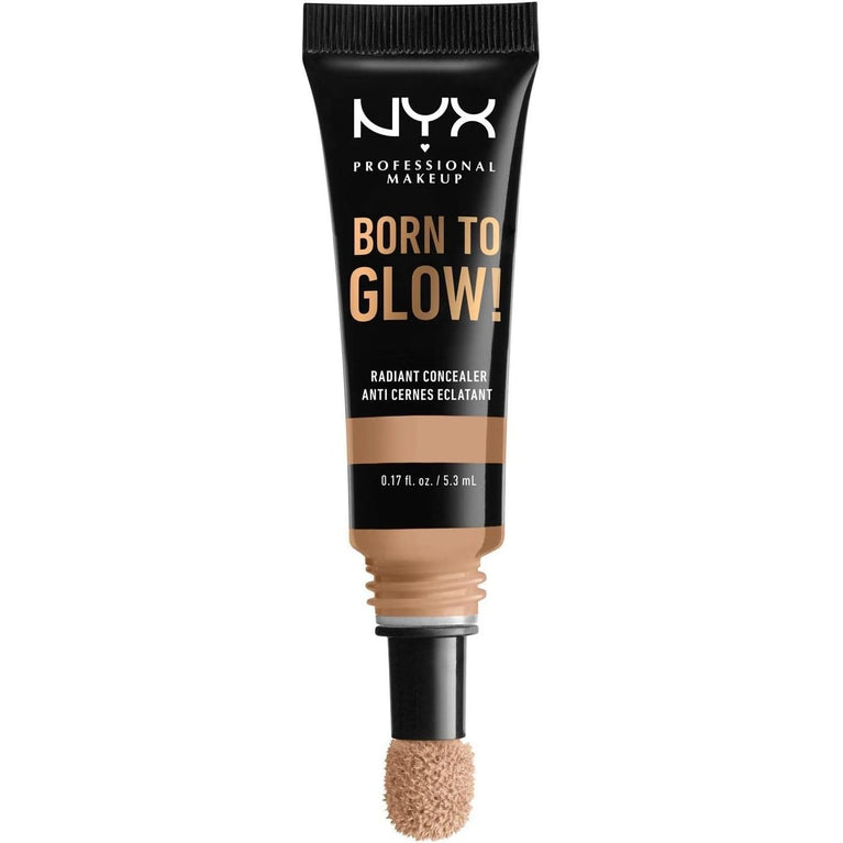 NYX Professional Makeup Born to Glow Vegan Concealer, Medium Olive Shade, Reduces Under Eye Circles, Ideal for Highlight and Contour, with Iridescent Finish