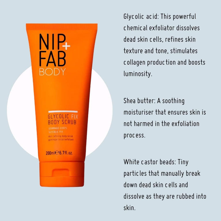 Nip+Fab Glycolic Fix Body Scrub with Prickly Pear Flower Extract, 200ml