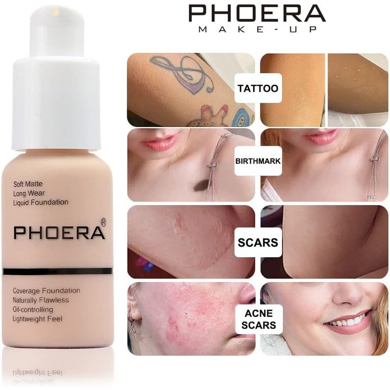 ABRUS® 24-Hour Long-lasting Matte Finish Foundation (#102 Nude) with Skin-Benefiting Properties