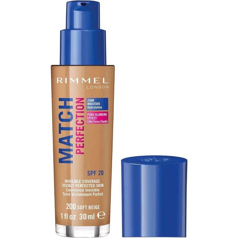 RIMMEL LONDON Flawless Match Perfection Foundation with SPF20 - Soft Beige, 30ml