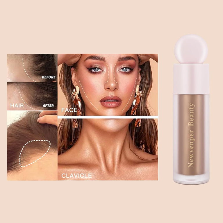 Glow-On-The-Go Makeup Kit: 3D Effect Liquid Highlighter, Contour and Blush + Blending Brush