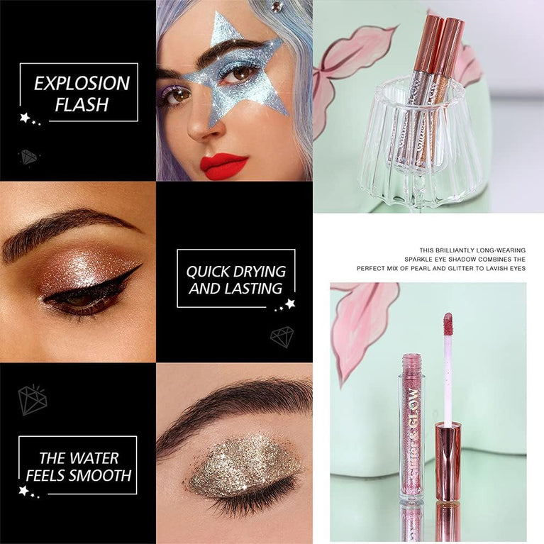 Shimmering Liquid Metal Eyeshadow Set - Waterproof, Quick-Drying and Long-Lasting (#A 10 Colors) - Perfect for Smokey Eye Looks