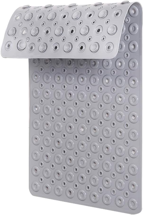 Non Slip Bath Mat with Large Suction Cups and Thickened Rubber Backing, Grey, 70 * 40cm