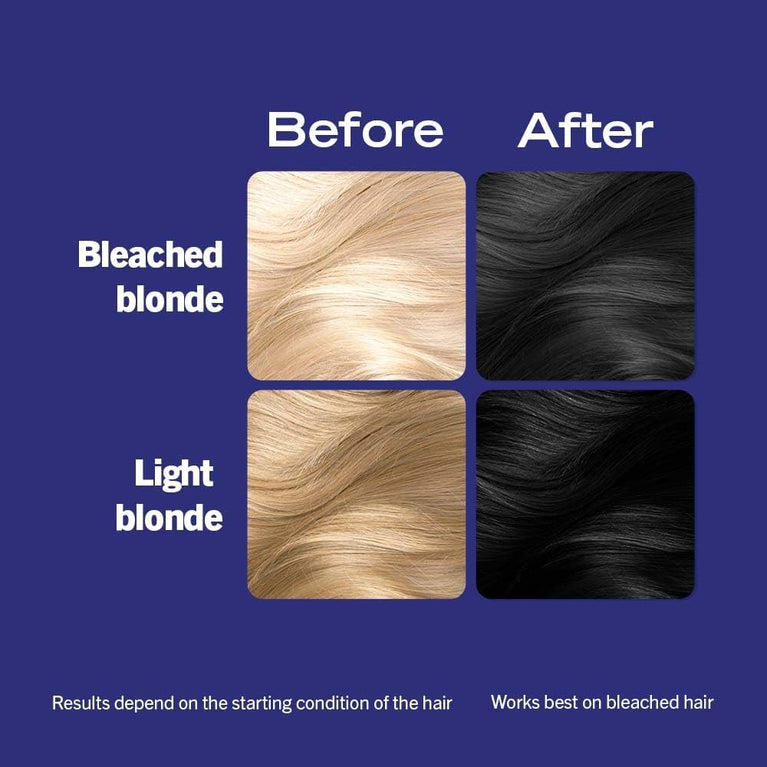 Deep Black Hair Dye with Vibrant Colour Serum and Long-Lasting Shine