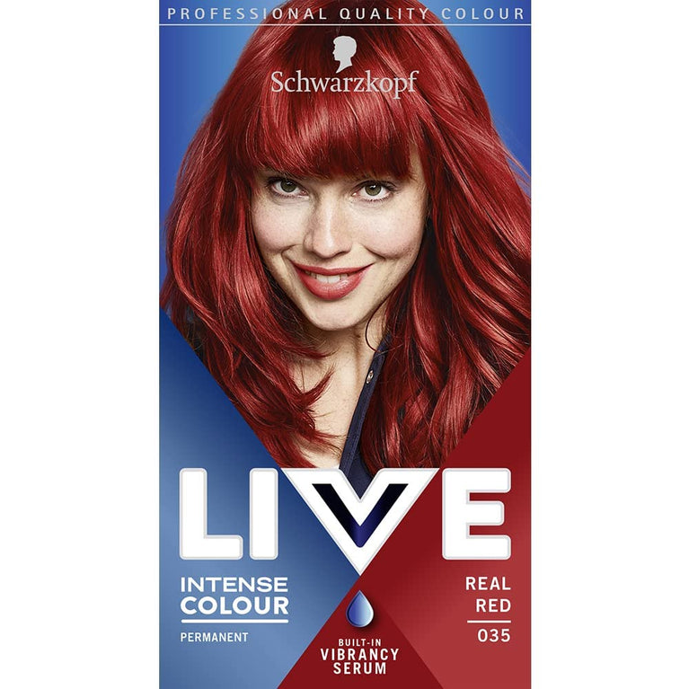 Schwarzkopf LIVE Real Red Hair Dye with Vibrancy Serum - Intense Permanent Color for Stunning Shine - 142.0 ml volume