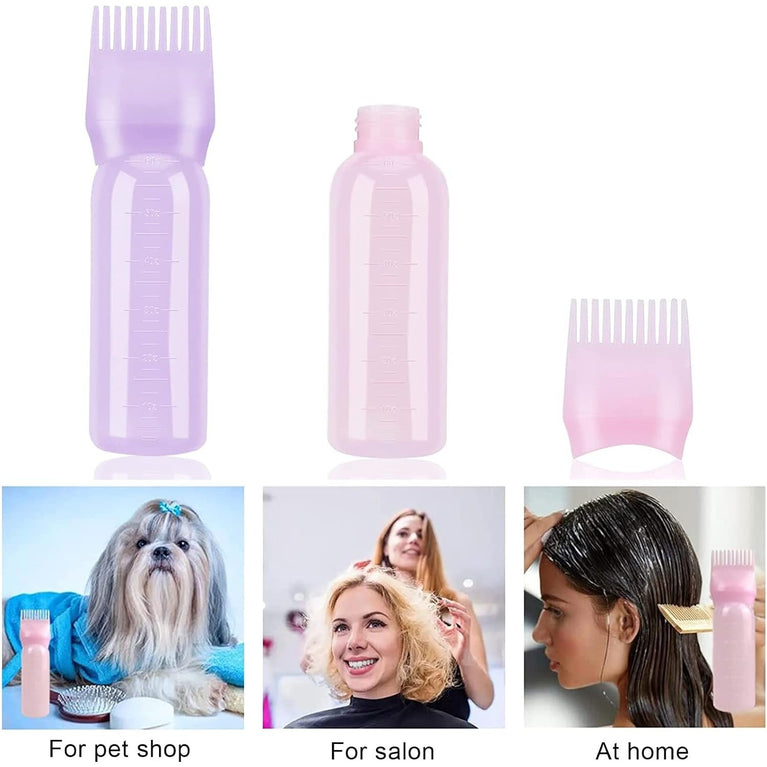 2-Piece Hair Dye Applicator Bottle Set, 60ml, Pink+Purple, Salon-Quality for Dyeing, Perming, and Scalp Care