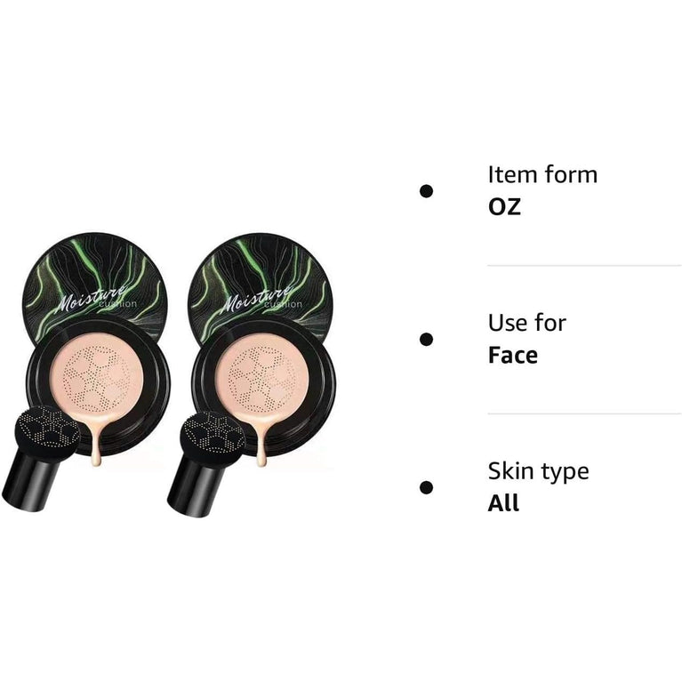 2PCS Black Mushroom Head Air Cushion CC Cream Set for Daily and Special Occasion Wear