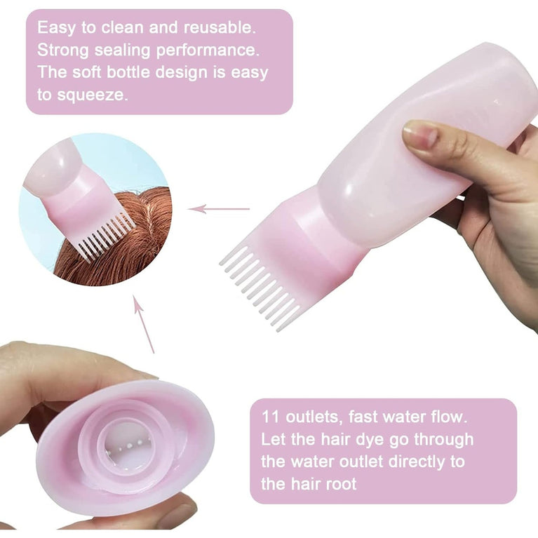 2-Piece Hair Dye Applicator Bottle Set, 60ml, Pink+Purple, Salon-Quality for Dyeing, Perming, and Scalp Care