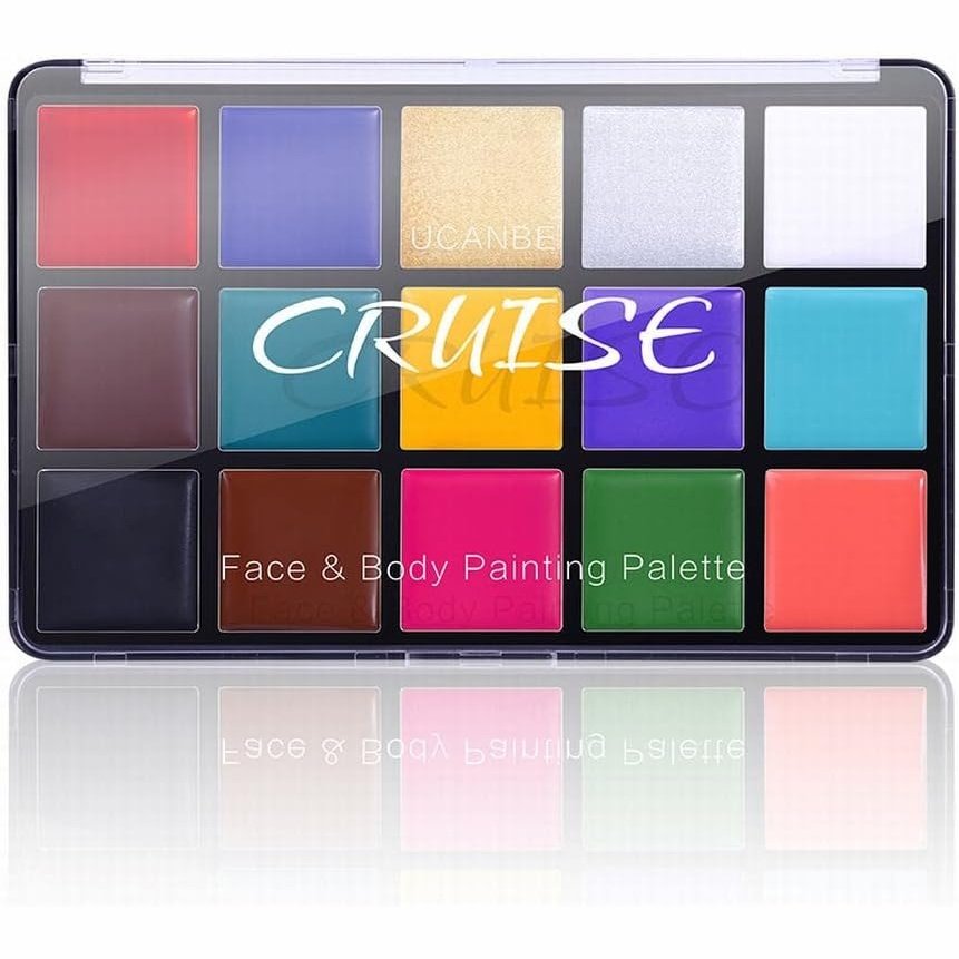 UCANBE Pro FX Body Paint Palette - 15 Vivid Colors, Hypoallergenic Face Makeup for Adults, Ideal for Halloween, Cosplay, Parties and Festivals