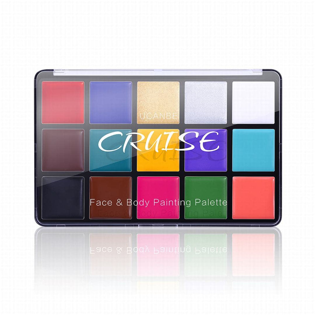 UCANBE Pro FX Body Paint Palette - 15 Vivid Colors, Hypoallergenic Face Makeup for Adults, Ideal for Halloween, Cosplay, Parties and Festivals