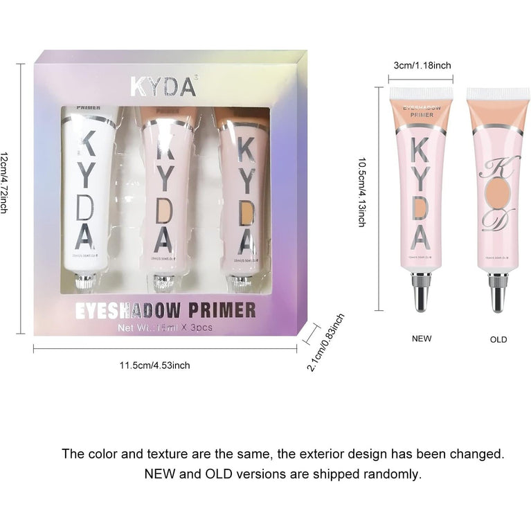 Ownest Triple Pack Eyeshadow Primer, 24-Hour Long-Lasting Waterproof Eye Makeup Base, Wrinkle-Proof Liquid Eyeshadow Primer Cream 15ml - A