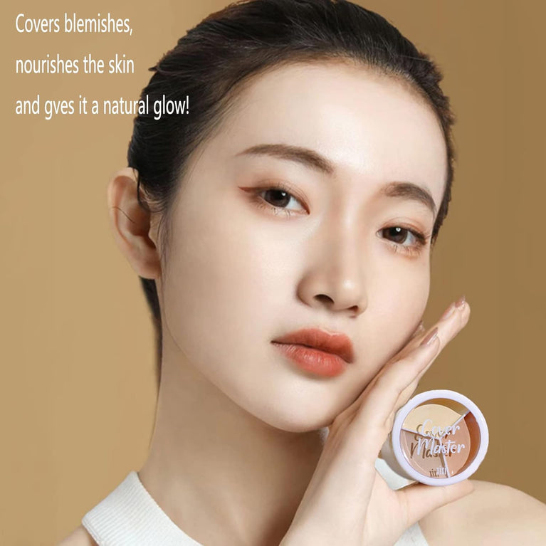 Portable Full-Coverage 3-in-1 Cream Concealer & Contour Palette for Perfect Complexion