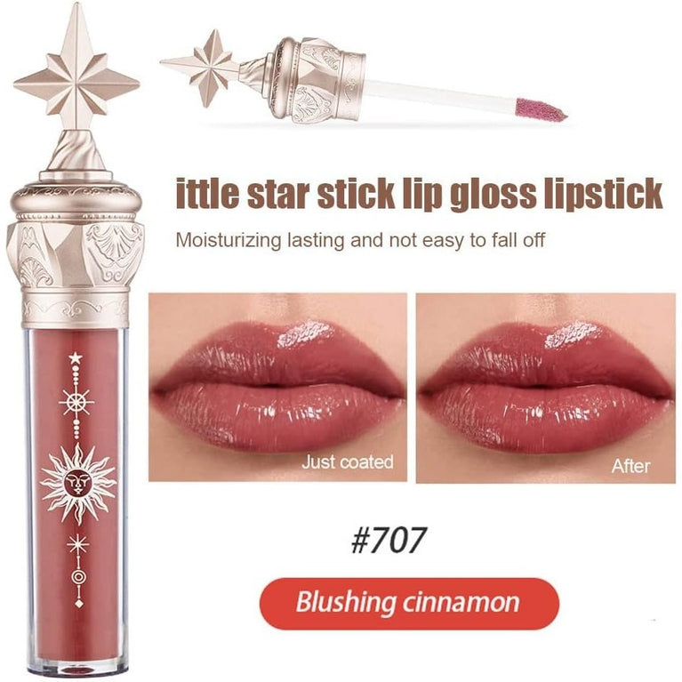 Glossy Mirror Shine Lip Plumper - Hydrating Tinted Lip Balm with Vitamin E (Blushing Cinnamon, 707)
