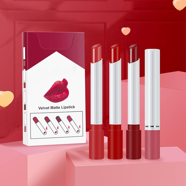 Long-Lasting Matte Lip Gloss Set - 4 Pcs High Pigment Waterproof Liquid Lipsticks, Nude Shades for All Occasions, Perfect Makeup Gift Set for Women
