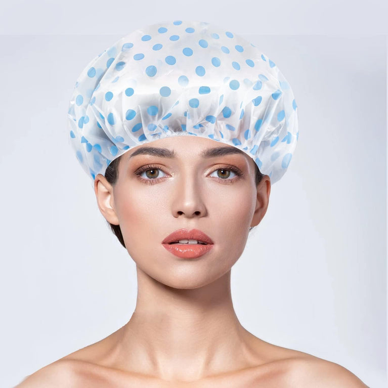 Waterproof and Reusable Shower Caps for Women - Pack of 6