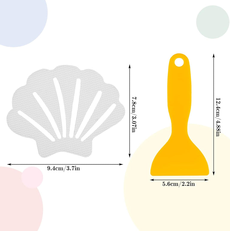 Shell Shape Non-Slip Bathtub Stickers with Premium Scraper for Bathroom Safety