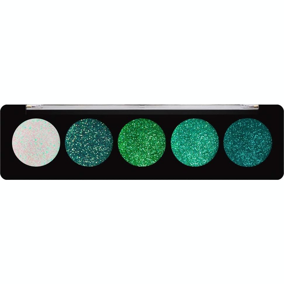Profusion Cosmetics Glitter Bomb - Multicolour 5 Shade Eyeshadow Palette, Emerald Gems Edition
