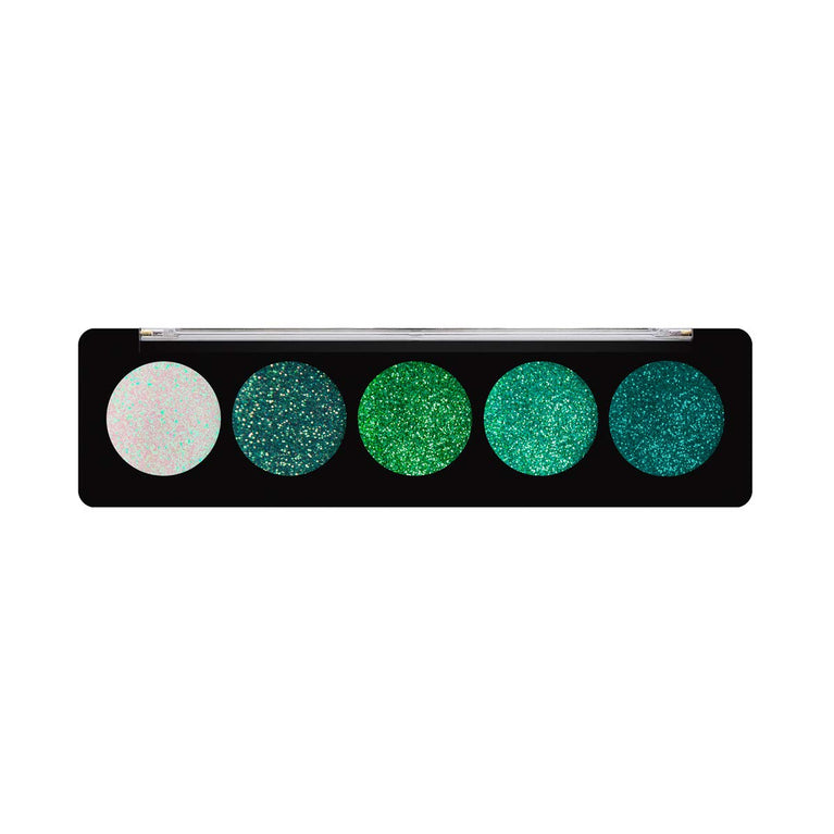 Profusion Cosmetics Glitter Bomb - Multicolour 5 Shade Eyeshadow Palette, Emerald Gems Edition