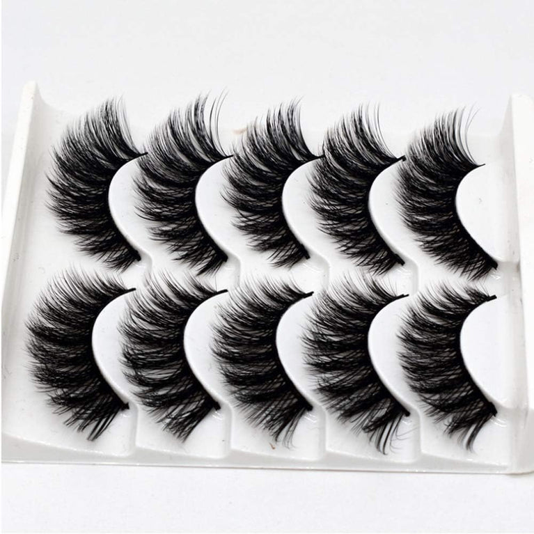 Elocoise Handmade 3D Faux Eyelashes, 5 Pair Set, Long and Reusable, Ideal for Eye Makeup and Various Occasions - 3D-52