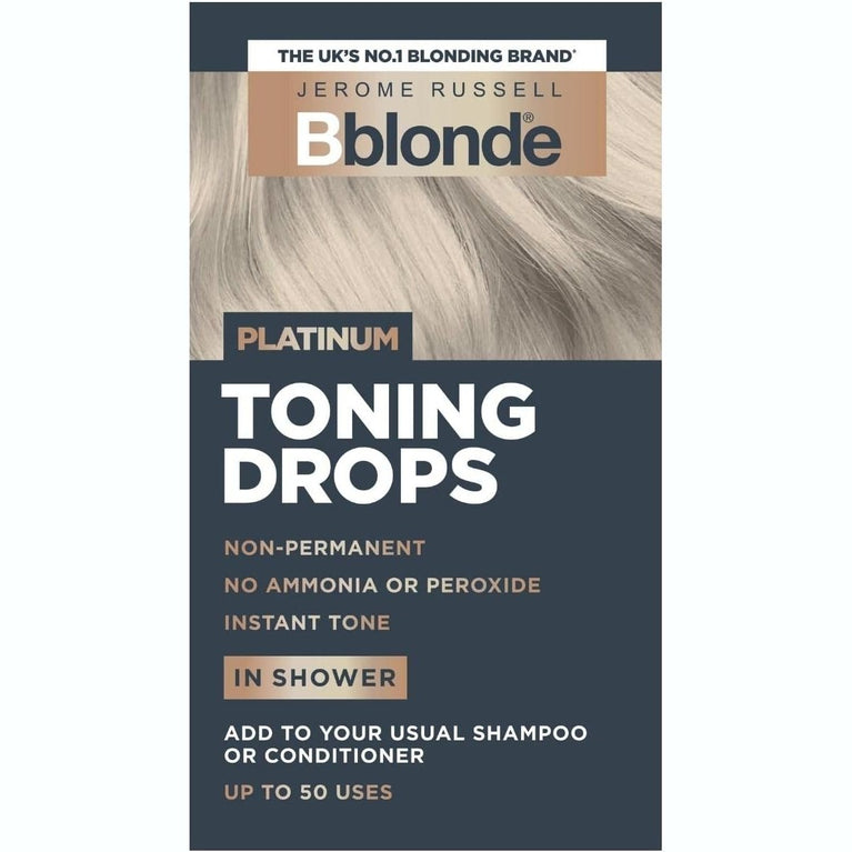Jerome Russell Bblonde Platinum Toning Drops - Non-Permanent Platinum Hair Toner, Refresh & Maintain Blonde Hair Dye, Add Drops in Shower with Shampoo or Conditioner, 50 Uses