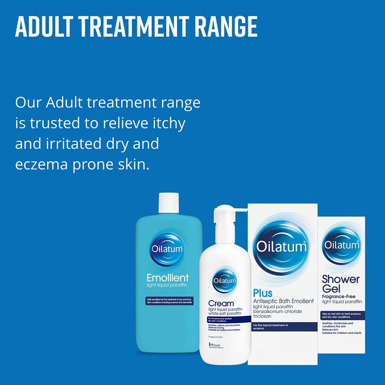 Oilatum Plus Antiseptic Emollient Bath Additive for Eczema and Dry Skin Conditions 500ml - Soothing Relief for Eczema and Dry Skin