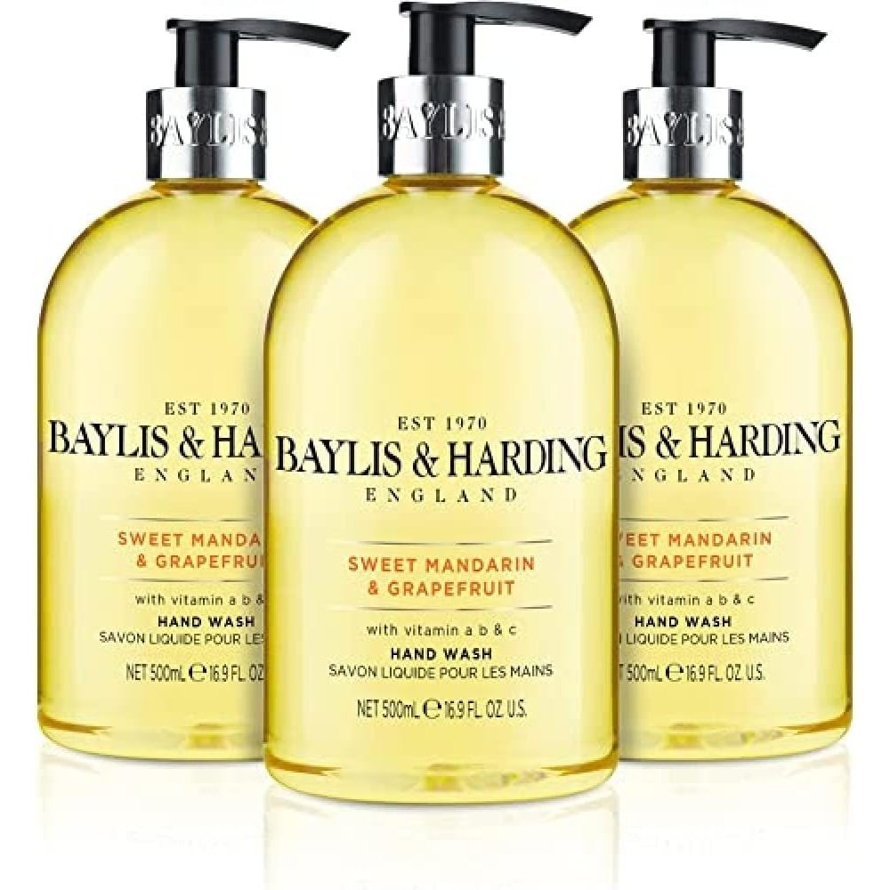 Baylis & Harding Sweet Mandarin and Grapefruit Hand Wash, 500 ml (Pack of 3) - Vegan Friendly