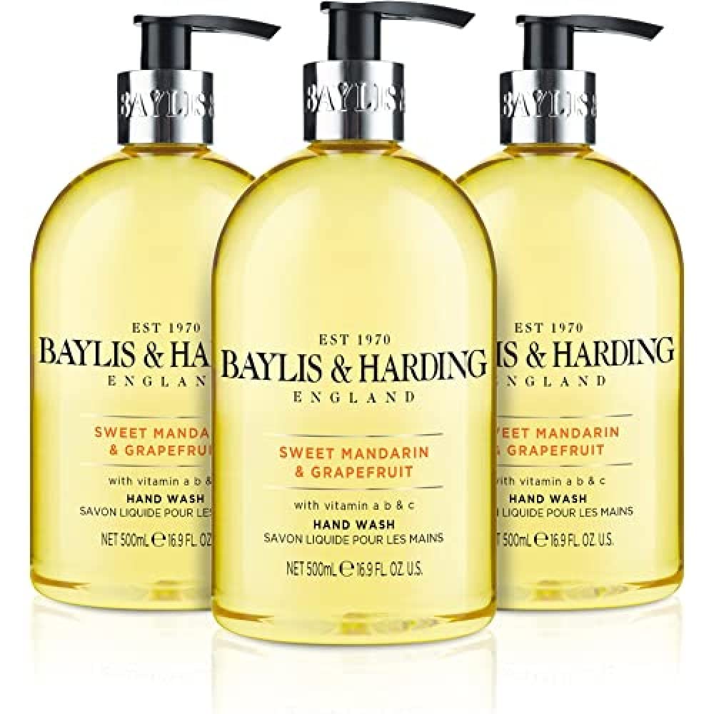 Baylis & Harding Sweet Mandarin and Grapefruit Hand Wash, 500 ml (Pack of 3) - Vegan Friendly
