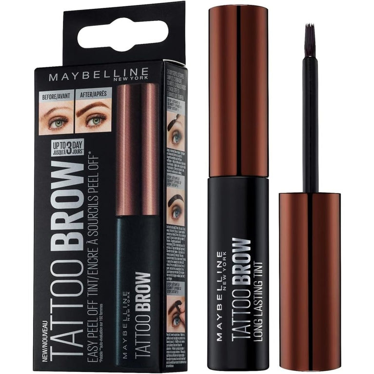 Maybelline New York Dark Brown Waterproof Eyebrow Gel Tint, Semi-Permanent Tattoo Brow Peel Off, Lasts Up to 72 Hours