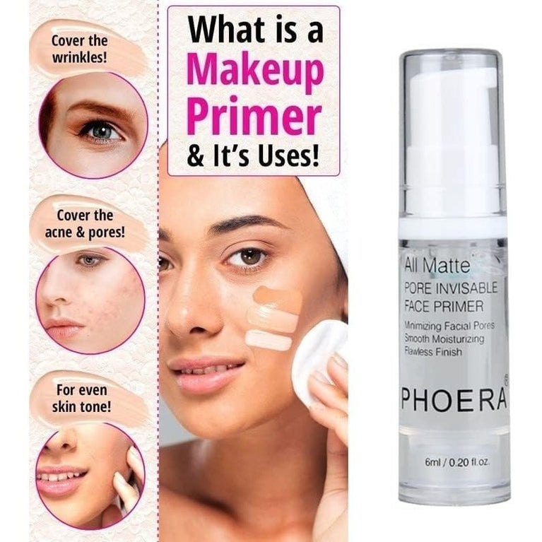 PHOERA 2Pcs All-Day Hydrating Makeup Primer with Matte Finish for Flawless Coverage