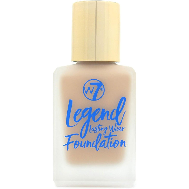 W7 Legend Natural Beige Foundation - Creamy Vegan-Friendly Liquid Makeup for Long-Lasting, Semi-Matte and Poreless Medium Coverage - 28ml