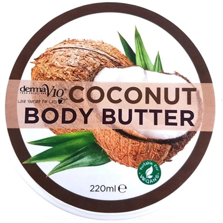 Coconut Scented Derma V10 Body Butter Moisturising Cream 4-Pack