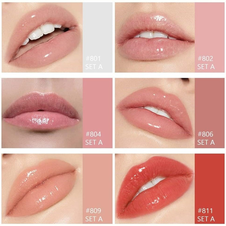 Ultimate Lip Shine 6-Pack: Hydrating Lip Gloss Set with Varied Tints, Long-Lasting Waterproof Liquid Lipstick for Women and Girls - Gift Set A