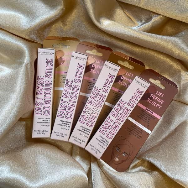 Makeup Revolution 2.4g Vegan Dual Contour & Highlight Stick - Medium Shade - Cruelty-Free & Blendable