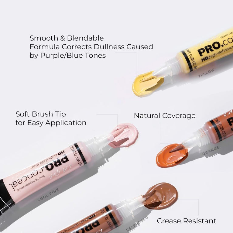 Flawless Finish HD PRO Concealer with Vitamin C, E & Chamomile Extract by L.A. Girl Cosmetics - 8g Yellow Corrector