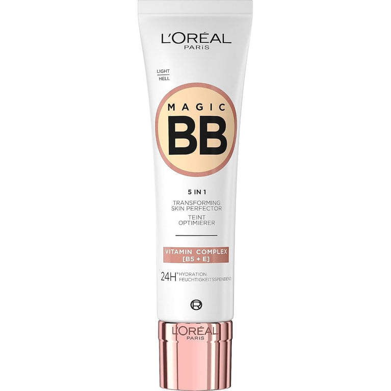 L'Oréal Paris 5-in-1 Magic BB Cream, SPF 20 Protection, Enriched with Vitamin B5 and E, Lightweight Skin Tone Adaptation for Natural Glow, 30 ml - Shade 02 Light