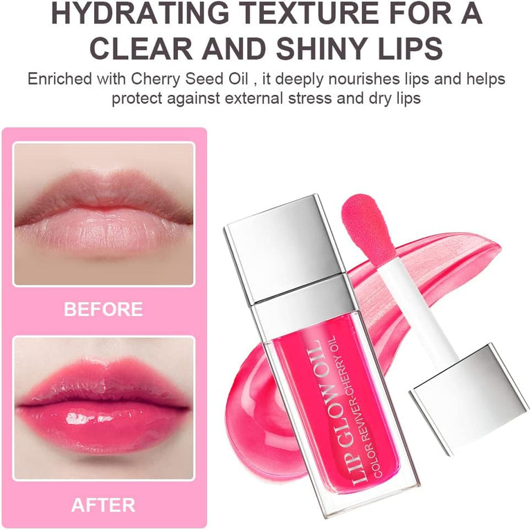 AOOWU Tinted Lip Oil Gloss, Long-Lasting Lip Hydrator, Nourishing Lip Makeup with Glitter Shine, Moisturizing Liquid Lipstick for Women, Perfect for Lip Care and Cosmetics