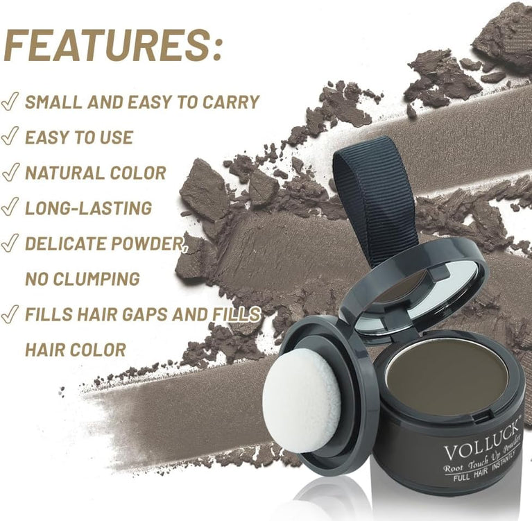 VOLLUCK Root Touch Up Hair Powder Root Cover Up Hairline Shadow Powder Dark Brown for Thinning Hair for Women and Men, Bald Spots, Eyebrows, Beard Line, Dark Blonde (Gray)