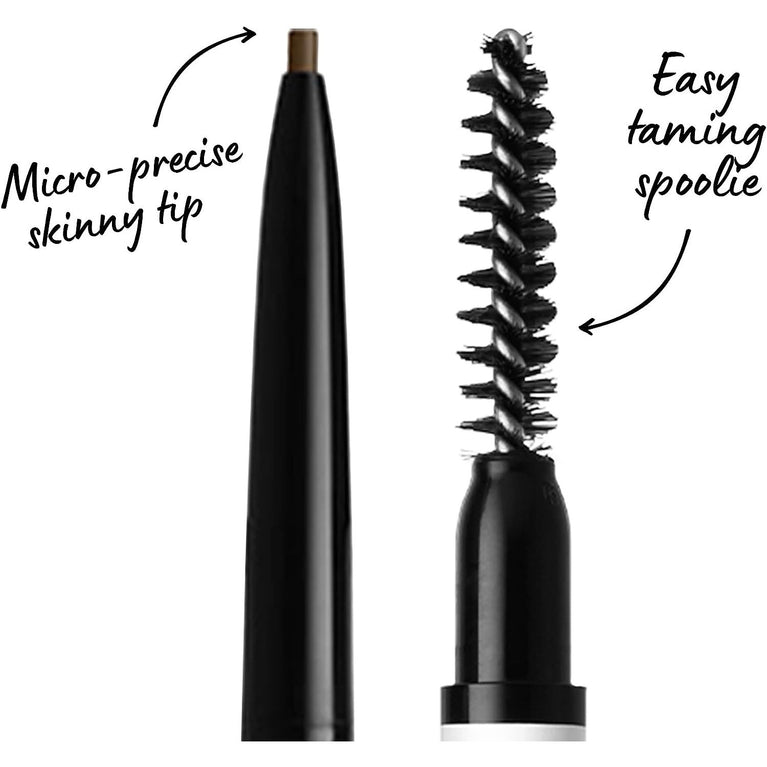 NYX Professional Dual-Ended Brow Pencil with Spoolie Brush in Ash Brown, Vegan Formula for Perfectly Defined Eyebrows