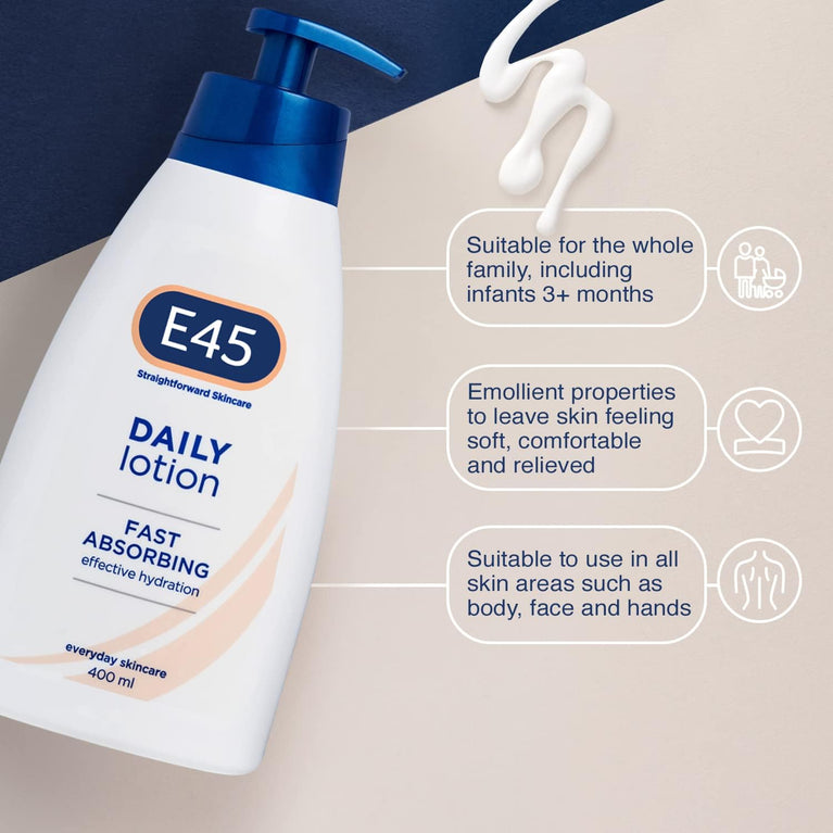 E45 Daily Skin Lotion - Lightweight Hydrating Moisturiser for Very Dry Skin
