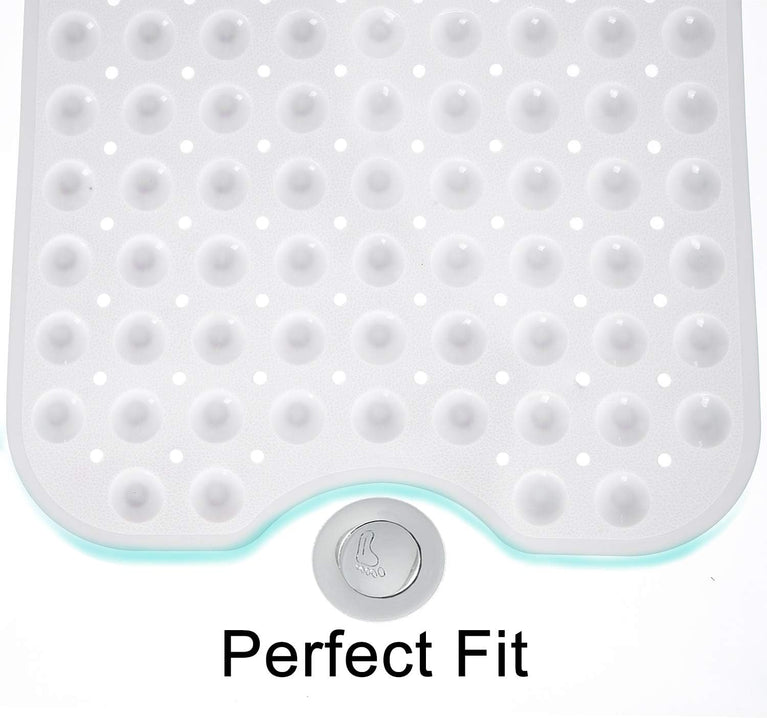 TEESHLY Extra Long Non-Slip Bathtub Mat with Drain Holes and Suction Cups for Shower Tub